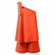 thumbnail image 5 of Conjunto de dos piezas con un solo hombro para mujer: top con cintura elástica y pantalones cortos para vacaciones o yoga, 5 of 8