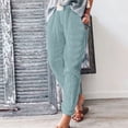 thumbnail image 6 of XDIAHBPL Plus Size Pants Womens Pants Solid Linen Trouser Casual Baggy Elastic Waist Wide Leg Pant, 6 of 7