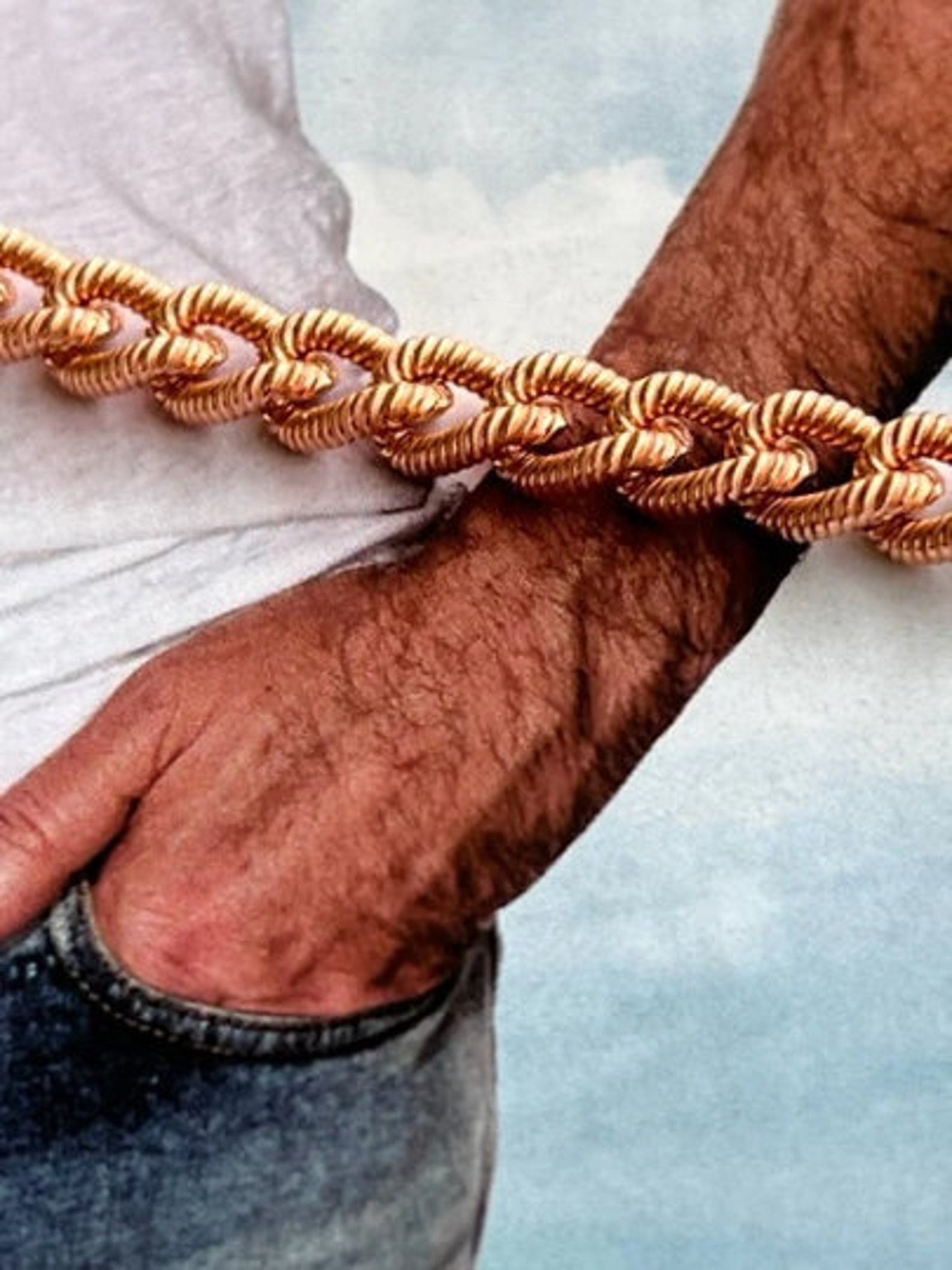 10 1/2 Inch Men's Solid Copper Link Bracelet CB792G - 1/4 of an inch wide. Thick and Durable.