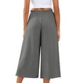 thumbnail image 4 of Stralyhd Wide Leg Capris Pants Woman Comfy High Waisted Casual 3/4 Linen Pants Fashion Vacation Trousers 2026 Summer Pants with Pockets Gray XXL, 4 of 5