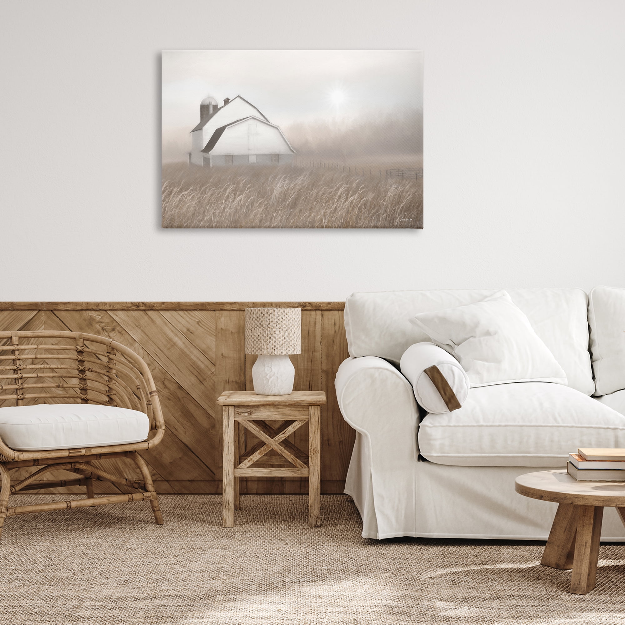 Stupell Industries Windblown Farm Grasses Landscape & Nature Painting Wrapped Canvas Art Print Wall Art, 36 x 24