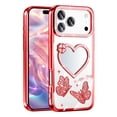 thumbnail image 5 of Allytechgroup iPhone 17 Pro Case for Girls Women, Stylish Glitter Diamond Embossed iPhone 17 Pro Case with Butterfly & Heart Design Makeup Mirror,Bling Fashion iPhone 17 Pro Cover,Red, 5 of 5