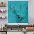 thumbnail image 5 of Turquoise Marble Sheer Curtains 54 Inches Long, Minimalist Abstract Golden Fluid Art Light Filering Curtains, Breathable Simi Curtain Privacy Drapes for Kitchen Bathroom Small Window Treatment, 5 of 9