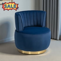 Tcbosik Swivel Accent Chair, Velvet Fabric Upholstered Chair, Small Barrel Armchair, Single Sofa Chair for Living Room, Bedroom, Navy