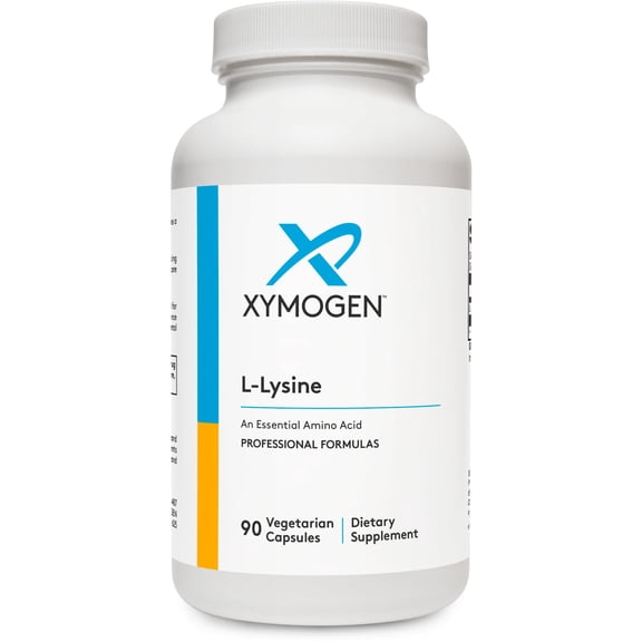 XYMOGEN L-Lysine - Essential Amino Acid Supplement - Supports Protein and Collagen Formation - Skin Bone and Tissue Support - Vegetarian Dairy-Free Soy-Free - 90 Capsules