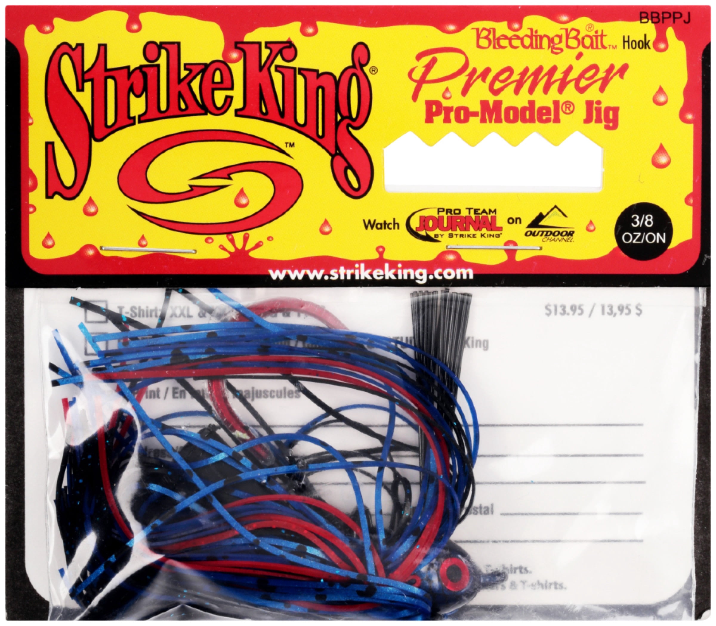 (2 pack) Strike King Premier Pro-Model Jig 3/8oz Bleeding Blue Black Accent Bass Jig