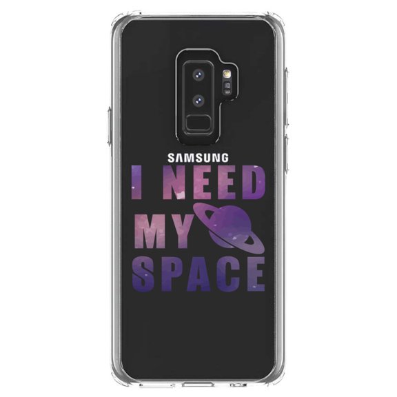 DistinctInk Clear Shockproof Hybrid Case for Samsung Galaxy S9  PLUS (6.2" Screen) - TPU Bumper Acrylic Back Tempered Glass Screen Protector - I Need My Space - Astronomy