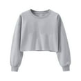 thumbnail image 2 of Annhoo Fall Sweatshirt for Women Casual Long Sleeve Crewneck Cropped Blouses Solid Color Comfy Pullover Shirts, 2 of 5