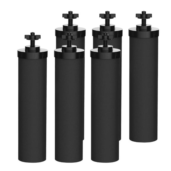 AQUA CREST NSF/ANSI 42&372 Certified Water Filter, Replacement for Berkey® Gravity Water Filter System, Berkey® Black Purification Elements, Pack of 6