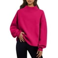 thumbnail image 2 of Oversized Mock Neck Sweatshirt for Women Turtleneck Long Sleeve Pullover Hoodies Casual Fall Cozy Crewneck Sweatshirt Hot Pink XL, 2 of 7