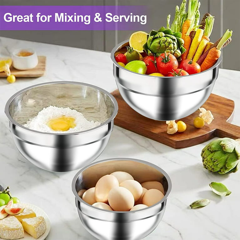  TeamFar Mixing Bowls with Lids Set of 7, Stainless Steel Nesting  Salad Mixing Bowls with 16 PCS Cooking Utensils Set, 7, 4.5, 3, 2.5, 1.5,  1.2, 0.7 QT, Fit for Mixing/Prepping, Black: Home & Kitchen