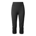 thumbnail image 6 of DGMIOCS Women Capris High Waist Yoga Pants Hollow Out Comfy Stretchy Seamless Leggings Workout Compression Capri Pants Black L, 6 of 7