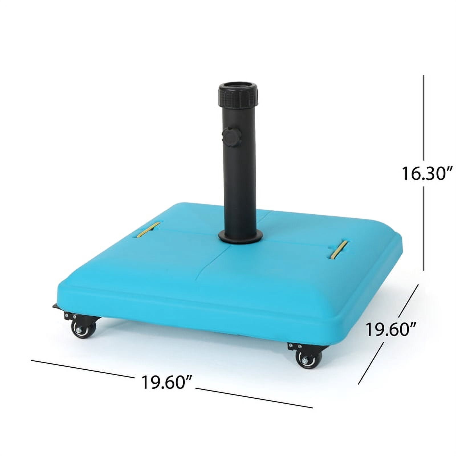 Larry Outdoor Concrete Square 80lb Umbrella Base with Steel Umbrella Holder, Teal