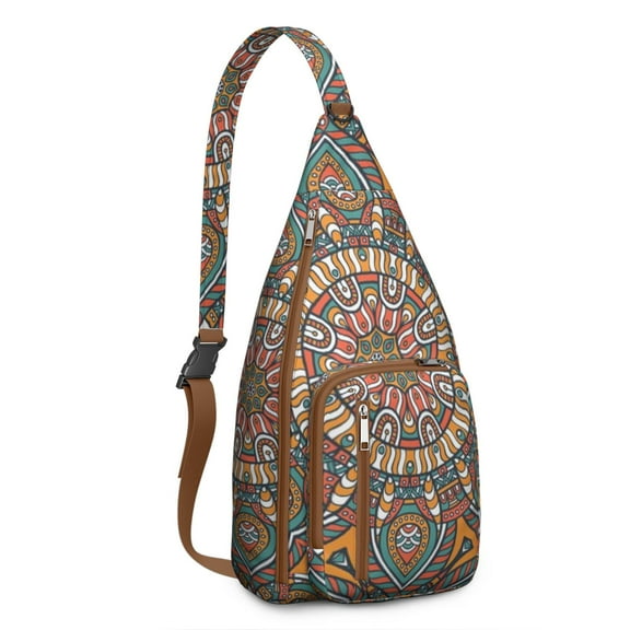 Waterproof Hiking Backpack Sling Bag for Women – Lightweight Crossbody Bag with Adjustable Strap, Multipurpose Chest Bag for Travel & Outdoor Adventures – Mandala Zen Geometric Design
