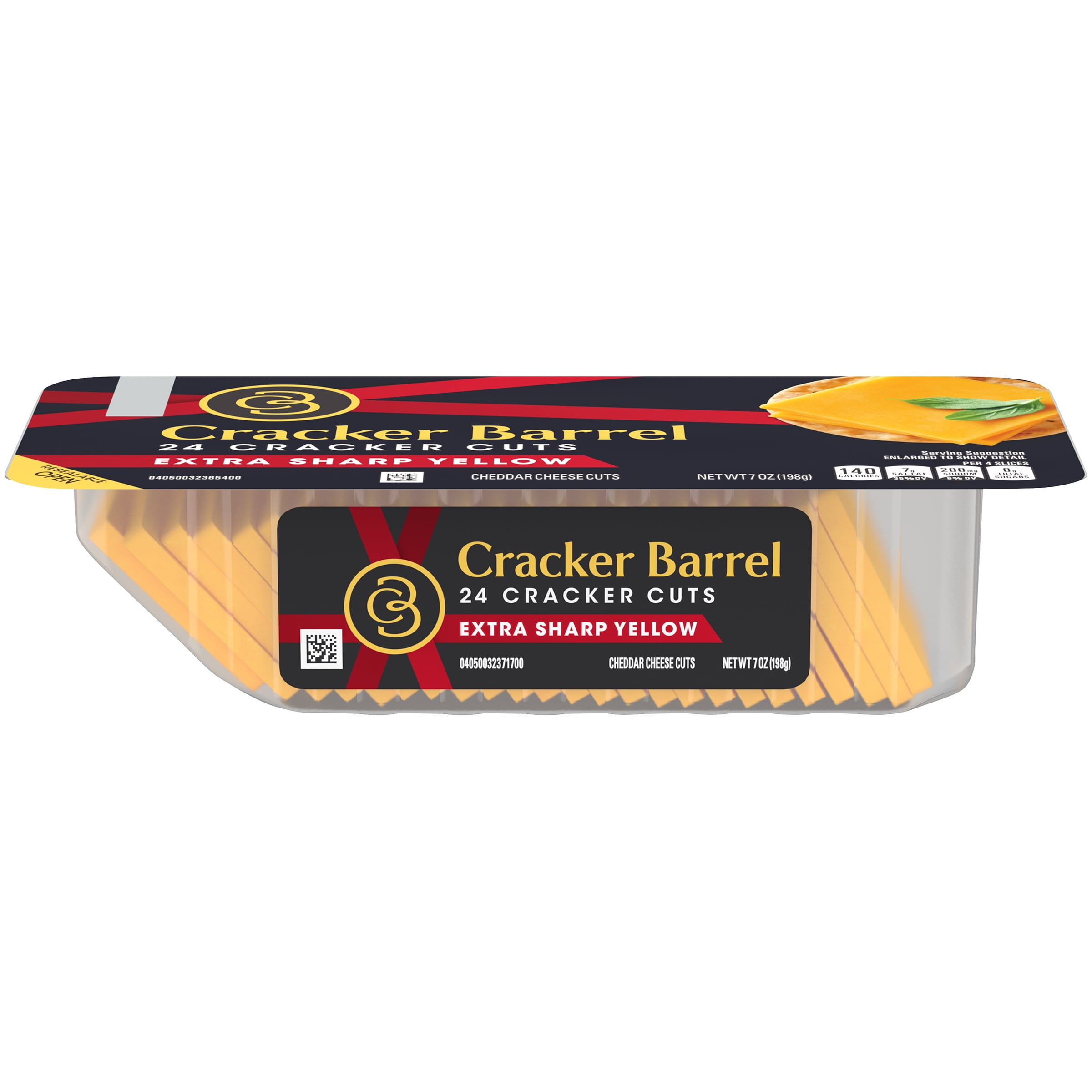 Cracker Barrel Cracker Cuts Extra Sharp Yellow Cheddar Cheese Slices, 24 ct Tray