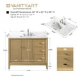 thumbnail image 6 of Vanity Art 42" Bathroom Vanity with Sink and Engineered Marble Top, Freestanding Storage Cabinet with 2 Drawers, 1 Shelf and Flip Down Tray, 6 of 6