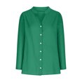 thumbnail image 4 of Ecqkame Button Up Tops for Women Trendy Linen V-Neck Long Sleeve Shirts Loose Casual Summer Plus Size Tops for Women Green XL on Clearance, 4 of 7