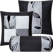 Lanco Classic Floral 7-Piece Comforter Bedding Set, Silver/Black/Gray, Bed Size Queen, 100% Polyester Fill