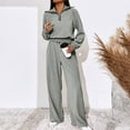 thumbnail image 4 of YYDGH Women 2 Piece Outfits Sweatsuit Set 2023 Fall Oversized Long Sleeve Half Zip Sweatshirt Wide Leg Sweatpant Lounge Set Tracksuit Gray S, 4 of 8