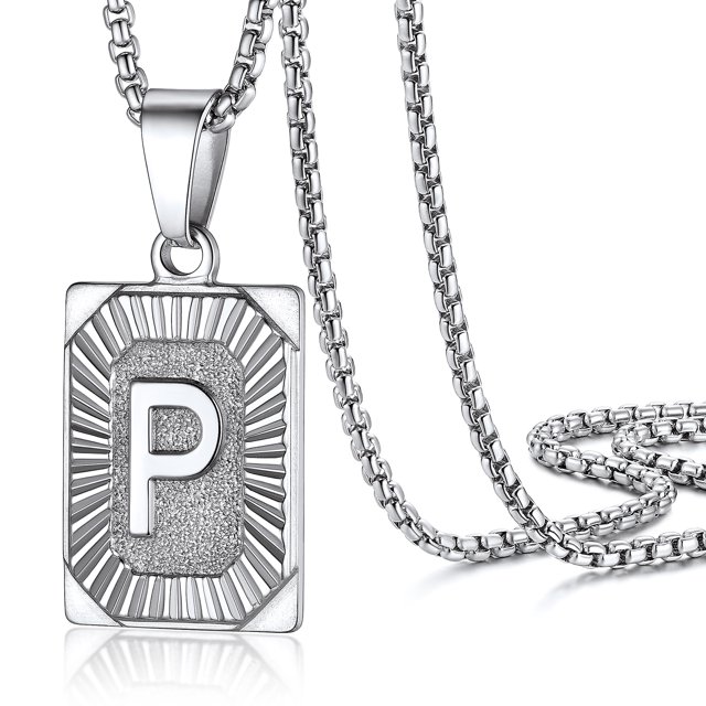 Collar con colgante inicial PROSTEEL de Acero inoxidable para hombres y mujeres♥ letra P Personalizado regalo de Cumpleaños Navidad