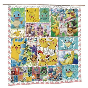 Cartoon For Pokemon Shower Curtain - Easy Care,Durable and Waterproof, for Bathroom Decor Set -72 x 72 Inch Washable Fabric Curtain