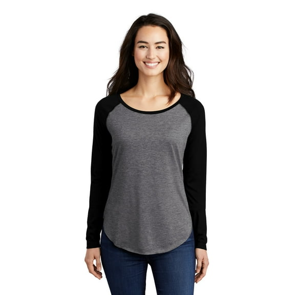 Sport-Tek Lst400Ls Ladies Posicharge Long Sleeve Tri-Blend Wicking Scoop Neck Raglan Tee