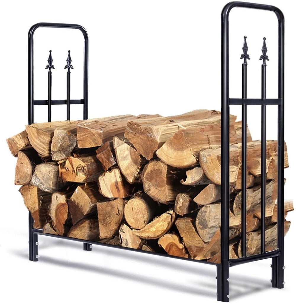 4 FT Firewood Rack Outdoor, Outdoor Firewood Holder Log Rack for Firewood, SEGMART Outdoor Log