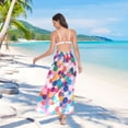 thumbnail image 7 of FORMRS Womens Long Sarong Beach Wrap Semi-Sheer Bikini Skirt Bathing Swimsuit Cover Up, Blue Colorful Circles, 7 of 7