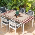 thumbnail image 2 of Western Texas Star Retro Table Cloths for 6 Foot Rectangle Tables, Rustic Vintage Farm Red Beige Plaid Patio Waterproof Elastic Fitted Tablecloths, Washable Rectangular Table Cover for Camping, 2 of 8