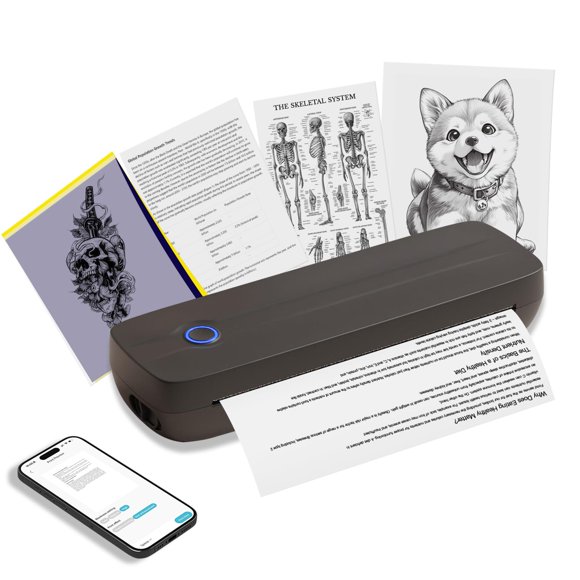 Portable Thermal Printer Wireless for Travel, Supports 8.5" X 11"US Letter/A4/A5/4in/3in/2in Thermal Paper, Bluetooth Inkless Printer Compatible with iOS, Android &