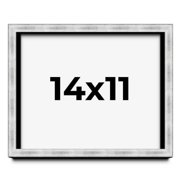 14x11 Frame Brushed Silver Solid Wood Picture Frame | 0.75 Inch Moulding Width | Rabbet Depth 0.75