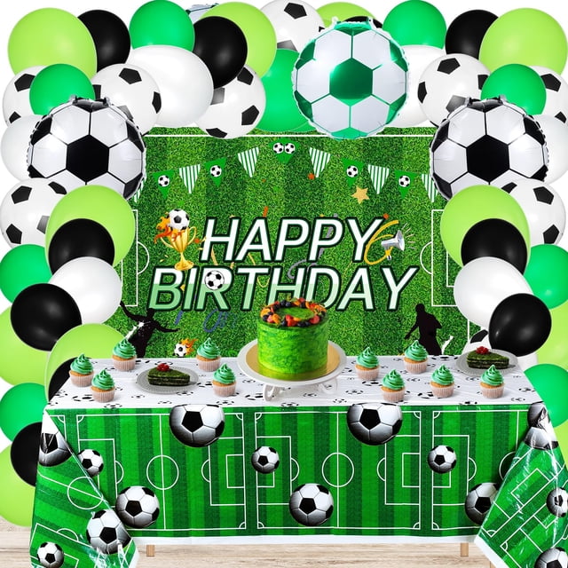 Artículos de fiesta para cumpleaños con temática de fútbol para niños, 12 unidades
