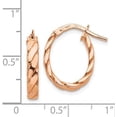thumbnail image 4 of 14K Rose Gold 3mm Patterned Oval Hoop Earrings - 17.75mm, 4 of 6