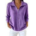 thumbnail image 2 of KICILVS Sweater Jacket for Women Full Zip Collared Ribbed Cuffs Knit Coat Plain Casual Fall Winter Trendy Outerwear, 2 of 5