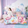 thumbnail image 4 of Manfei Cute Axolotl 7pcs Bedding Comforter Set,Cartoon Salamander Queen Bedding Sets For Kids Boys Girls,Kawaii Rainbow And Butterflies Queen Sheet Sets,Ombre Ultra Soft Home Decor Reversible, 4 of 8