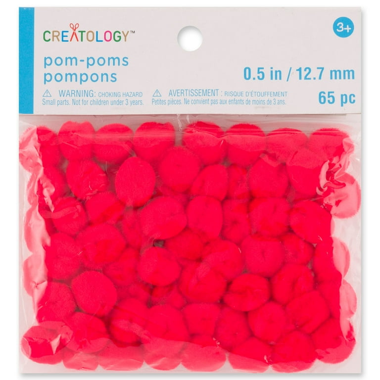 24 Packs: 65 Ct. (1,560 Total) 1/2 inch Pom Poms by Creatology, Red