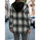 thumbnail image 4 of Mujeres Sudaderas cordón Plaid empalme gota hombro manga casual pullover Top para las mujeres Otoño Invierno negro XL, 4 of 6