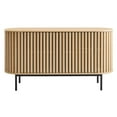 thumbnail image 5 of Console Entry Table Sideboard Cabinet, Brown Oak, Wood, Metal Steel, Oval, Industrial Living Lounge Cafe Lobby Hospitality Restaurant, Modern Contemporary HB36218, 5 of 11