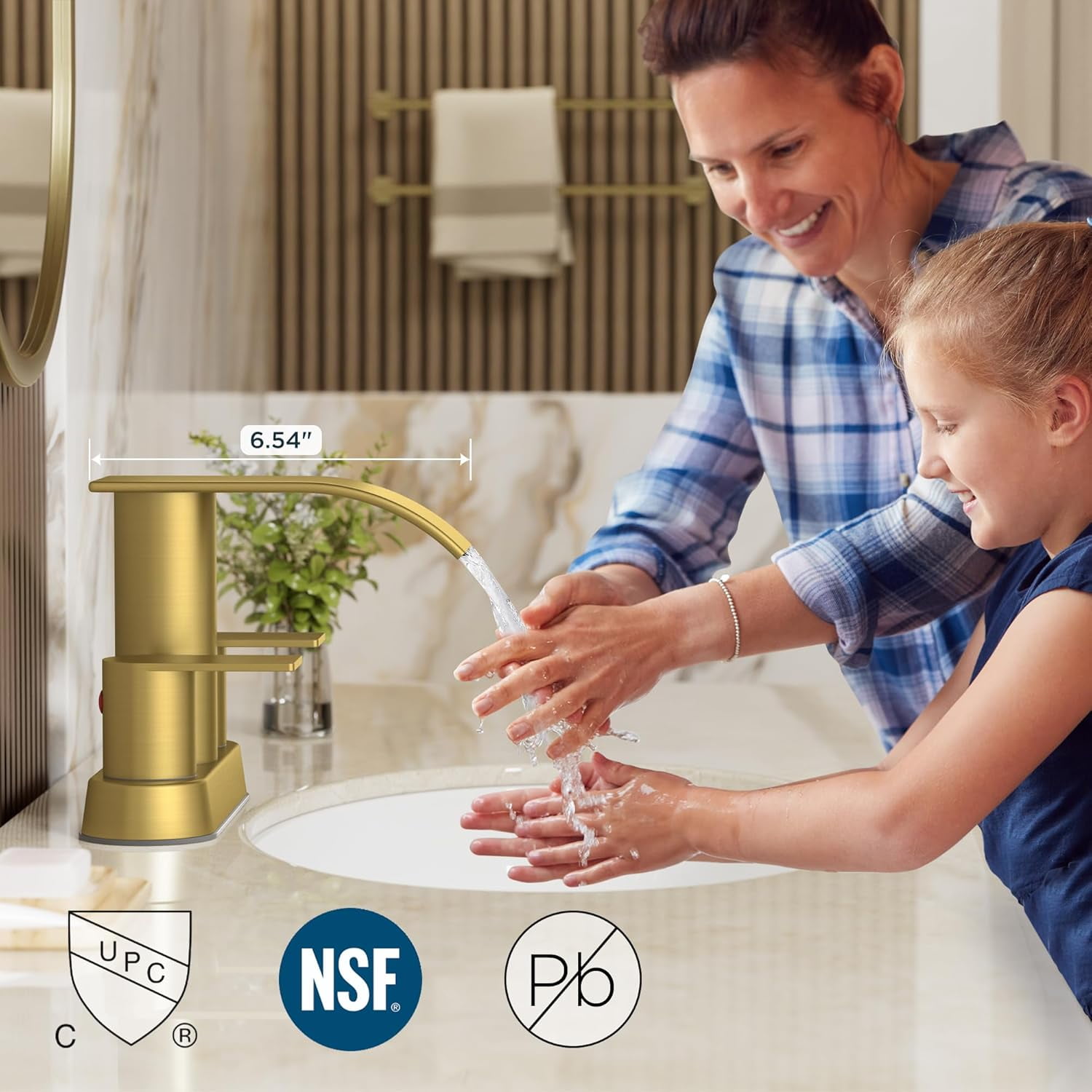 Brushed Gold Bathroom Sink Faucet, Waterfall 4 Inch Centerset Bathroom Faucets with Metal Pop up Drain and cUPC Hose for Basin,Vanity, Rv, Lavatory 2 or 3 Hole Sink