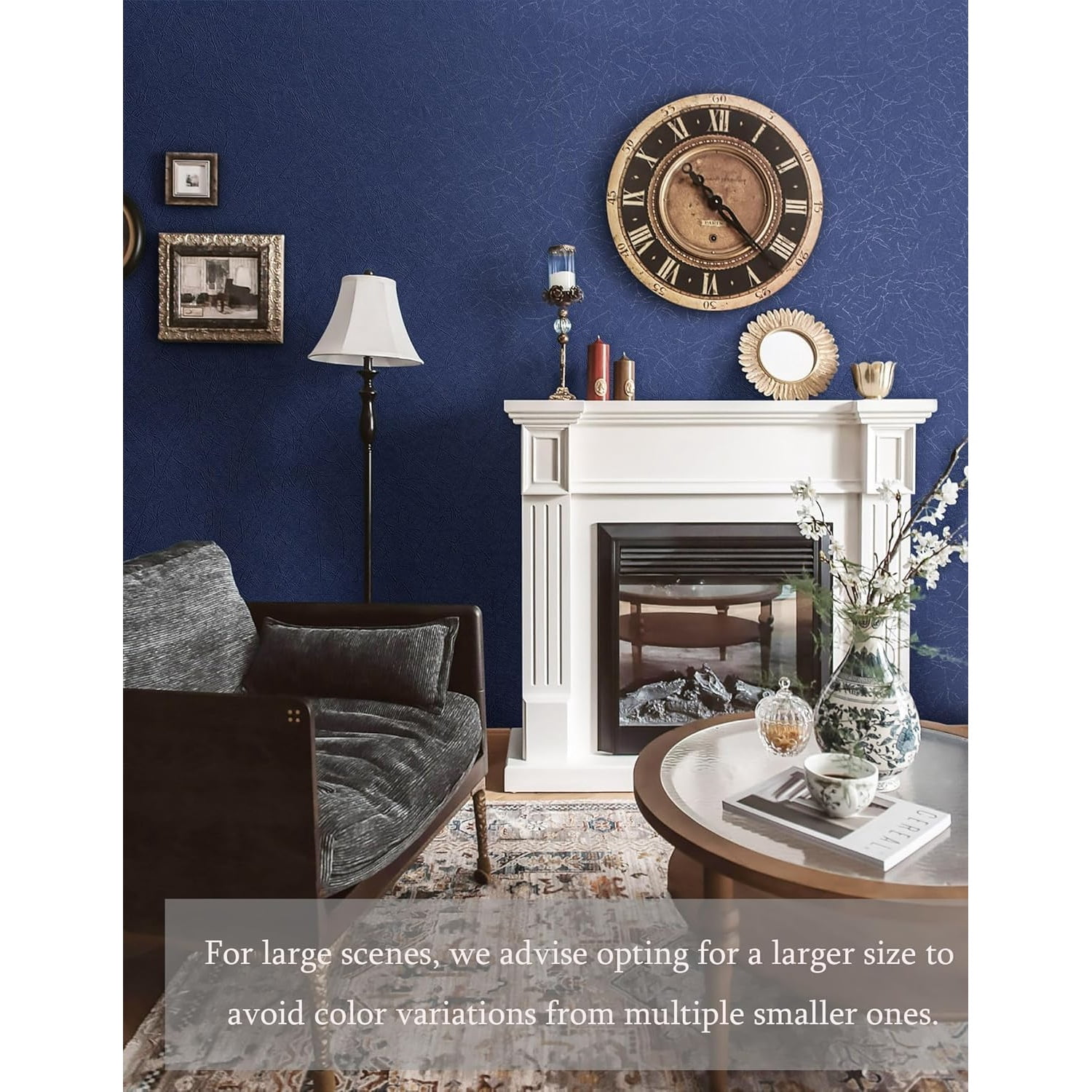 17.3 inch X 590 inch Wallpaper Blue Textured Wallpaper Peel and Stick Modern Solid Color Wall Paper Removable Contact Paper for Walls Vinyl Rolls
