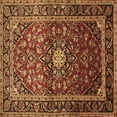 thumbnail image 1 of Ahgly Company Indoor Square Medallion Brown Traditional Area Rugs, 6' Square, 1 of 4