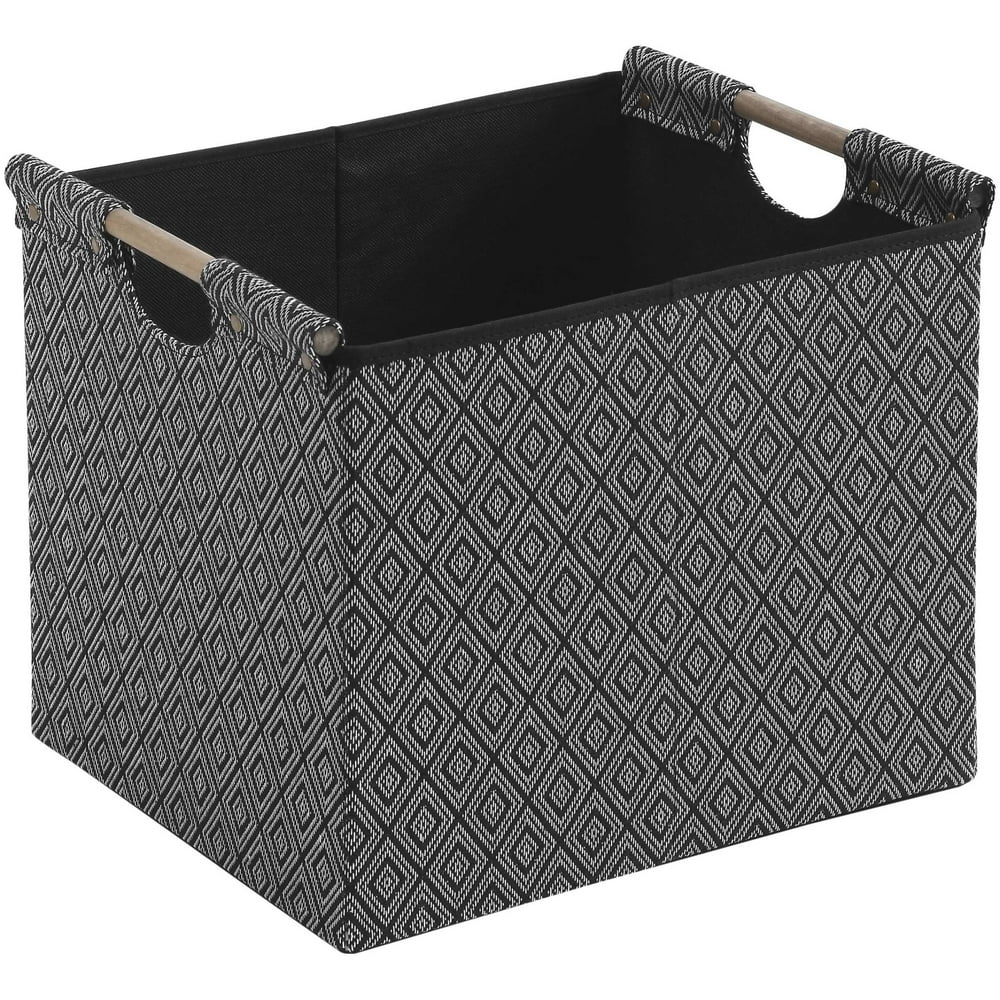 Better Homes and Gardens® Diamond Woven Storage Bin,Black and White