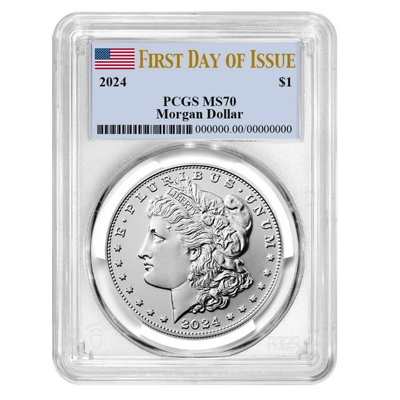2024 $1 Morgan Silver Dollar PCGS MS70 FDOI Flag Label