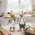 thumbnail image 6 of B Cute Rabbit Resin Figurines With Suspenders Design, Hand-Painted Details For Easter Decor, Shelf Styling And Gift Giving 2Pc 3.5X2.4X4.7In 0.6Lb, 6 of 7