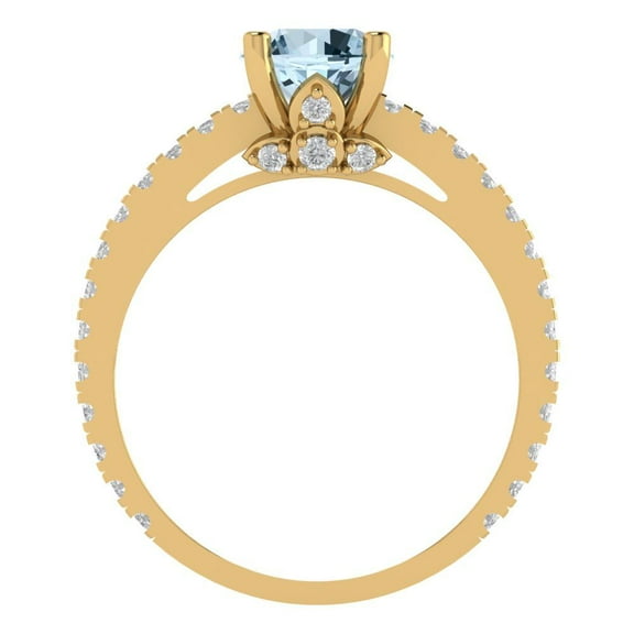 1.465 ct Round Cut Natural Sky Blue Topaz Solitaire with Accents Engagement Ring for Women in 18K Yellow Gold