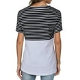 thumbnail image 3 of asdoklhq Womens Plus Size Tops Clearance,Women's Casual Stripe Splicing O-neck Short Sleeve Loose T-Shirt Tops, 3 of 7