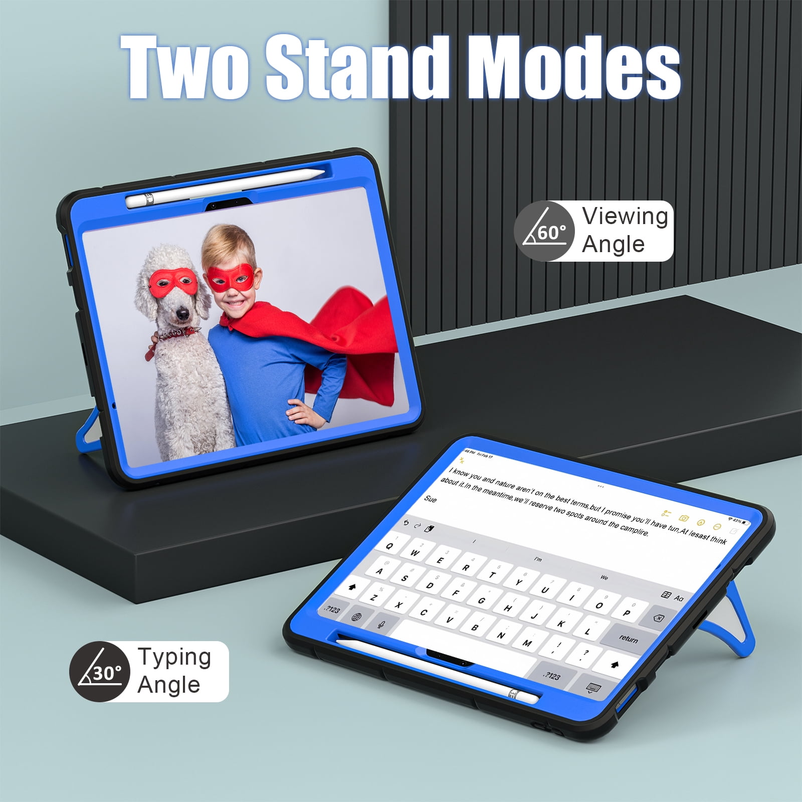 Allytechgroup iPad Air 11 Inch 2026 2025 2024 Case, Cute Stylish Design Kids Friendly Rugged Kickstand Lightweight Silicone PC Case with Pencil Holder for Apple iPad Air 11 Inch M4 M3 M2
