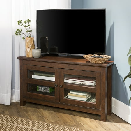 Walker Edison Wood Corner TV Stand for TV's up to 48" - Traditional Brown