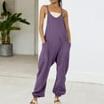 thumbnail image 2 of UAMVSH Rompers for Women Scoop Neck Spaghetti Strap Long Jumpsuit with Cinch Bottom Loose Fit Summer Casual Ladies Trendy Overalls Clothes, 2 of 5