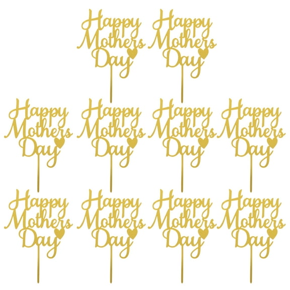 10pcs Happy Mother's Day Cake Toppers for Birthday and Mother's Day Party Decorations Cake Supplies